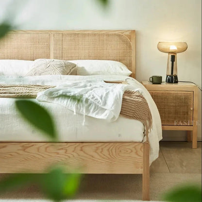 Watanabe - Ash Wood Rattan Bed